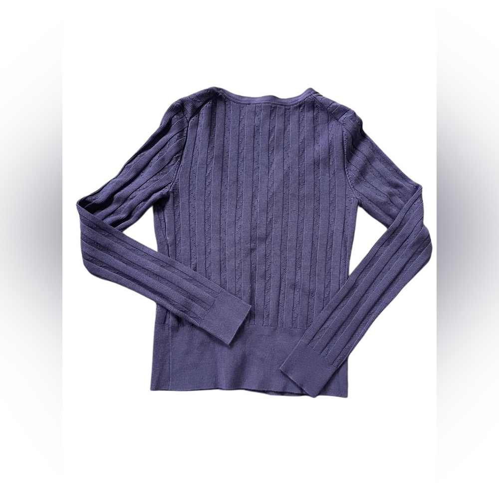 White House Black Market Purple Ribbed Cardigan - Picture 2 of 2